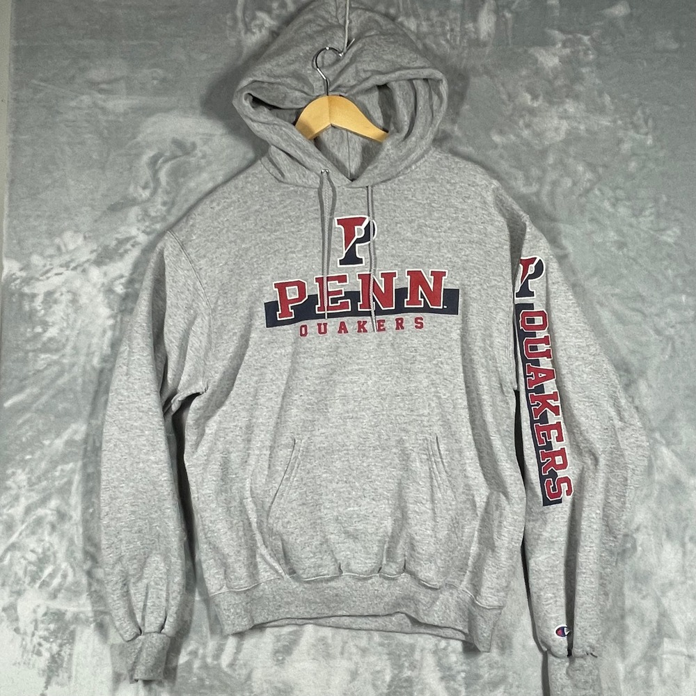 Champion Penn Quakers Hoodie Grey Heather University of Pennsylvania Mens M